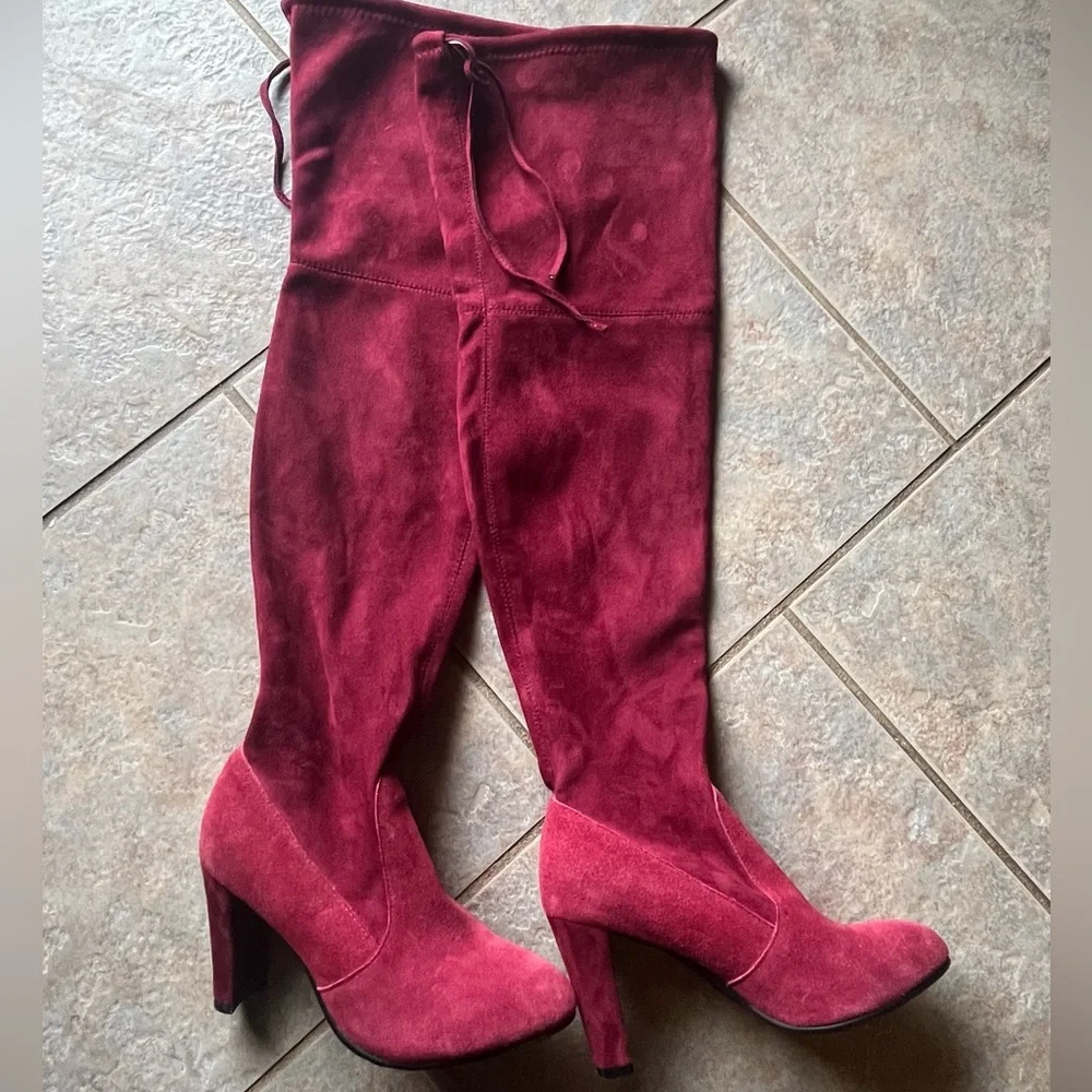 Stunning  Stuart Weitzman  suede Burgundy Over-the-Knee Boots Size 36 “Like New”